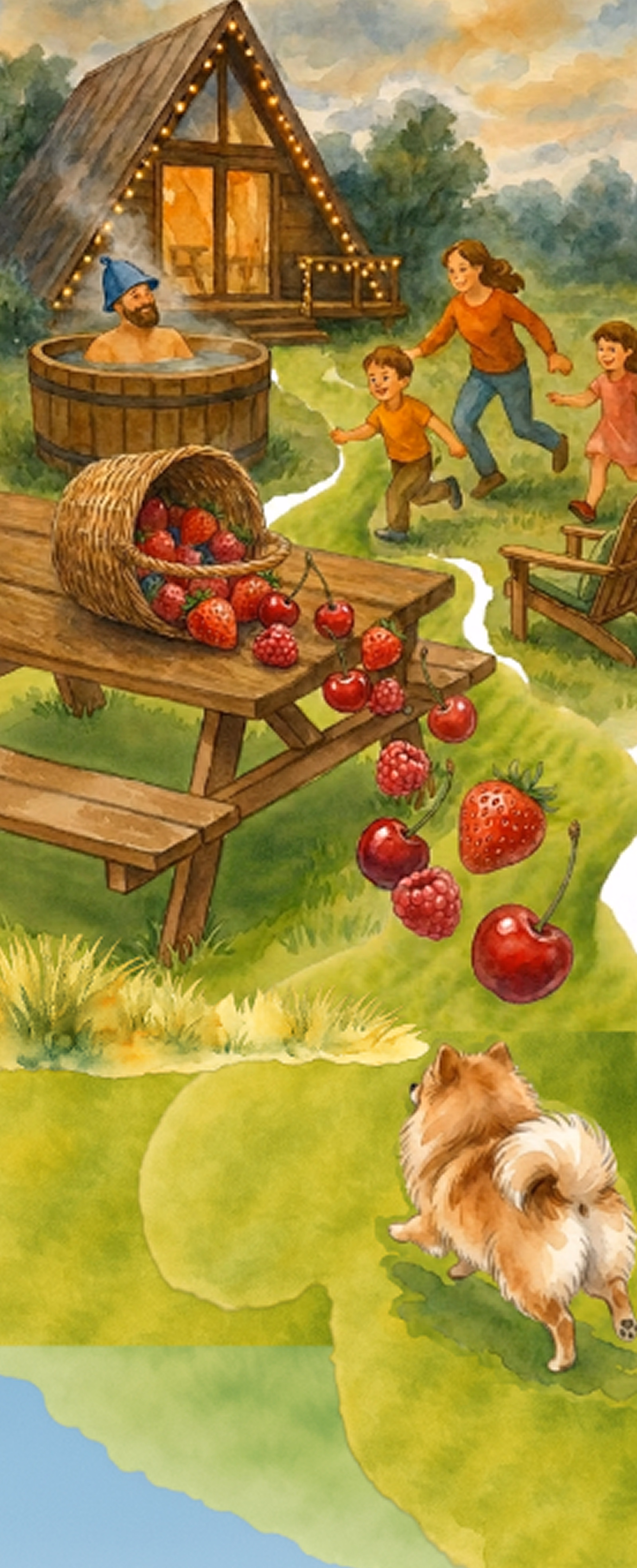 Illustration: house with berries in the foreground